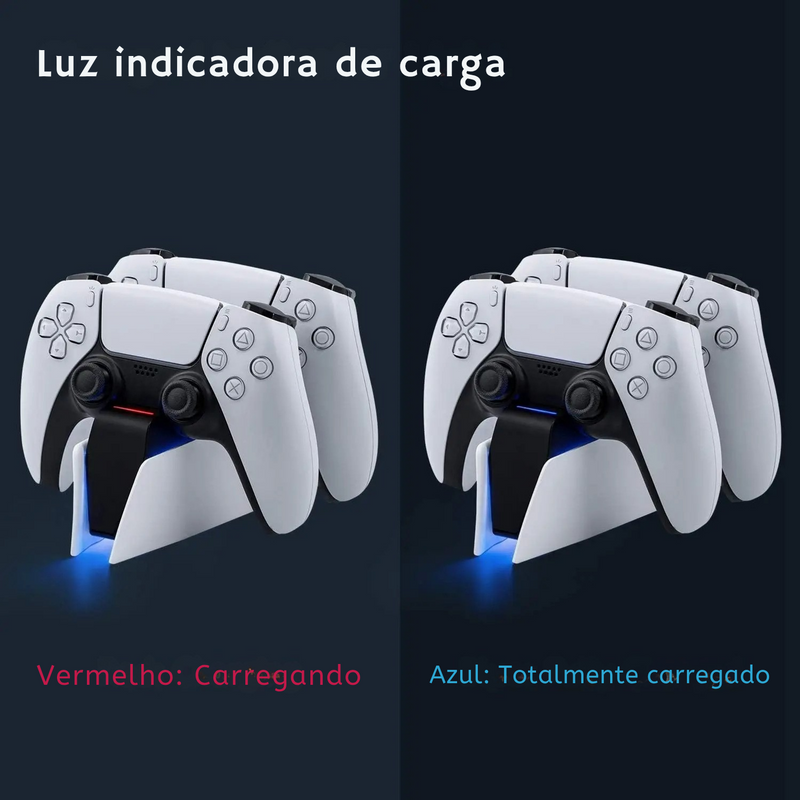 Recarga Turbo PS5: Estação de Carregamento Rápido para 2 Controles